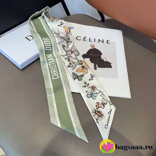 Bagsaaa Dior Green butterfly Twilly - 6 x 105 cm - 1