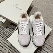Bagsaaa Brunello Cucinelli suede shearling-trim sneakers beige - 2