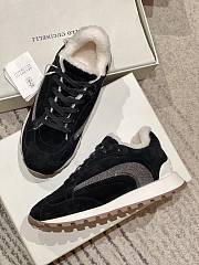 Bagsaaa Brunello Cucinelli Monili shearling-trimmed suede sneaker - 2