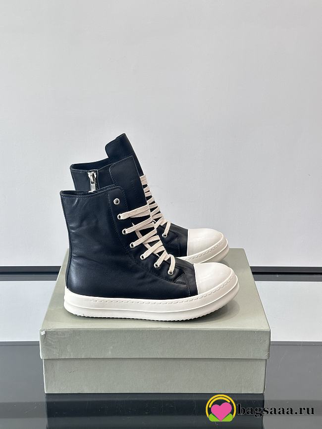 Bagsaaa Rick Owens Mainline High-Top Ramones sneakers in black leather - 1
