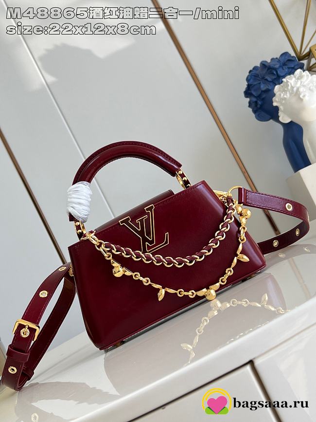Bagsaaa LV M25473 Capucines East-West Mini Grenat Red - 22 cm - 1