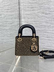 Bagsaaa Dior Micro Lady Dior bag in black satin with micro mirrors - 12cm - 1