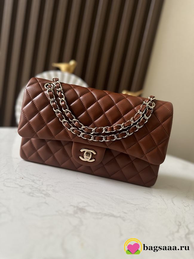 Bagsaaa Chanel Classic Double Flap Bag in brown quilted leather & gold - 25m - 1
