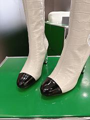 Bagsaaa Chanel crocodile embossed leather cap-toe boots white - 2