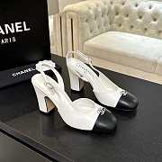 Bagsaaa Chanel slingback pumps white with black cap toe - 1