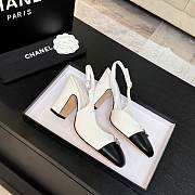 Bagsaaa Chanel slingback pumps white with black cap toe - 2