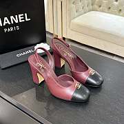 Bagsaaa Chanel slingback pumps red with black cap toe - 1
