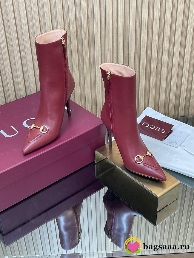 Bagsaaa Women's ankle boot with Horsebit 835741 red - 8.5cm - 1