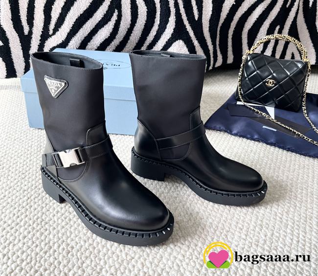 Bagsaaa Prada Monolith Re-Nylon and leather boots black - 1