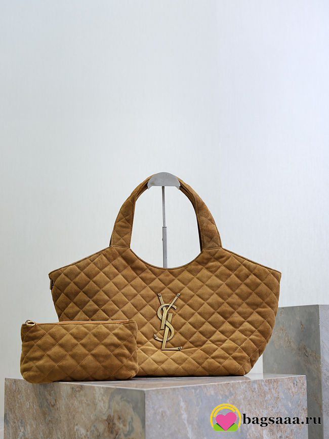 Bagsaaa YSL ICARE Medium in quilted suede 858191 caramel cognac - 46cm - 1