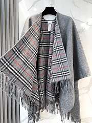 Bagsaaa Burberry Check Wool Cashmere Cape gray - 140*140cm - 1