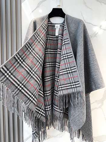 Bagsaaa Burberry Check Wool Cashmere Cape gray - 140*140cm