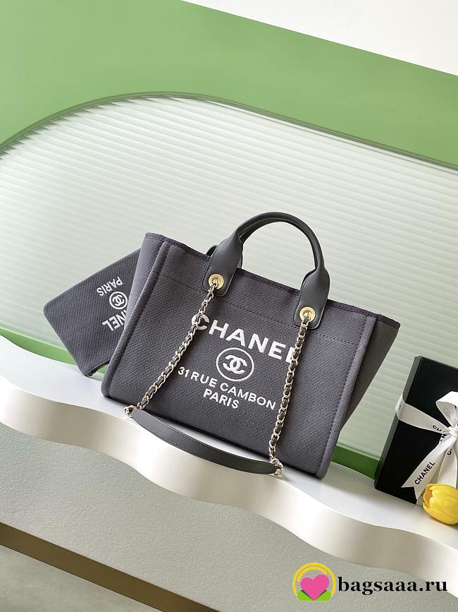 Bagsaaa Chanel Deauville Small Shopping Tote bag in gray - 33cm - 1