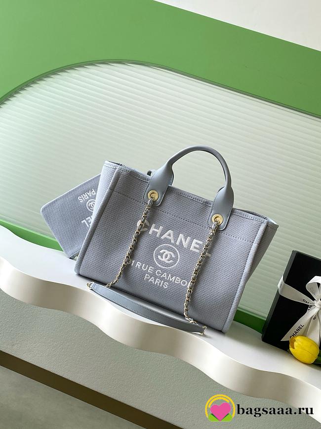 Bagsaaa Chanel Deauville Small Shopping Tote bag in light gray - 33cm - 1