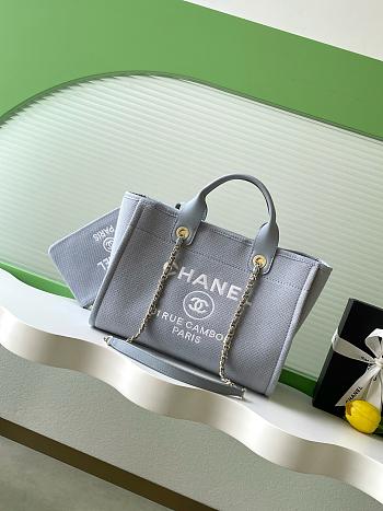 Bagsaaa Chanel Deauville Small Shopping Tote bag in light gray - 33cm