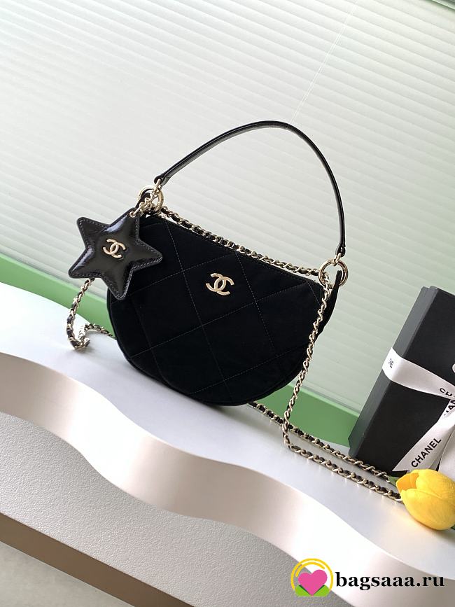 Bagsaaa Chanel Clutch With Chain AP4791 Black Velvet - 22cm - 1