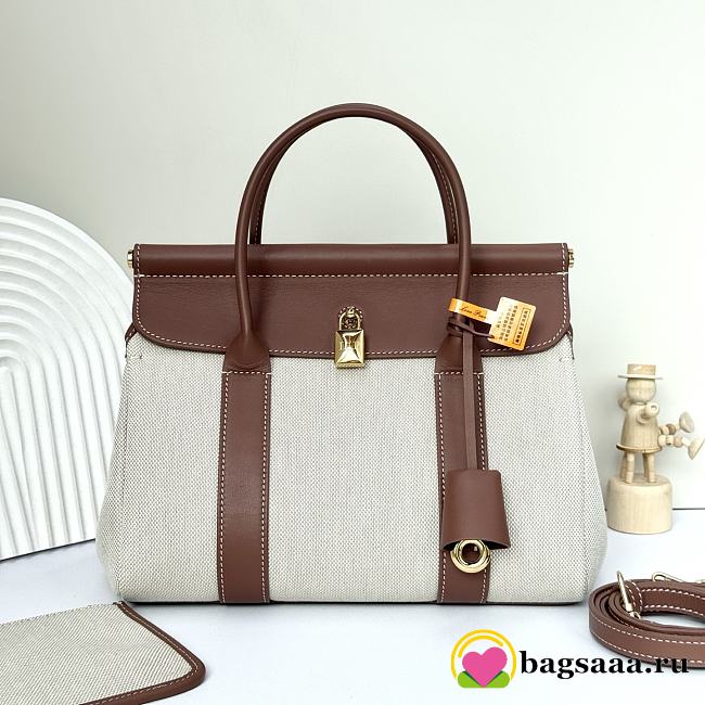Bagsaaa Loro Piana Loom L32 tote bag linen canvas & brown - 25cm - 1