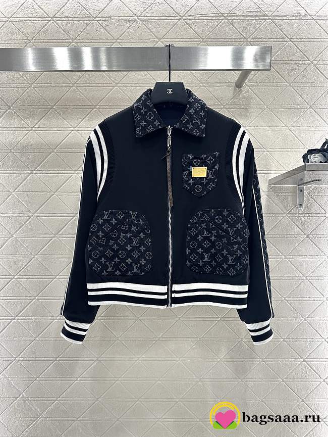 Bagsaaa Louis Vuitton jacket with monogram pattern and white stripes - 1