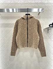 Bagsaaa Louis Vuitton Monogram Toweling Zip-Up Hoodie in camel - 1