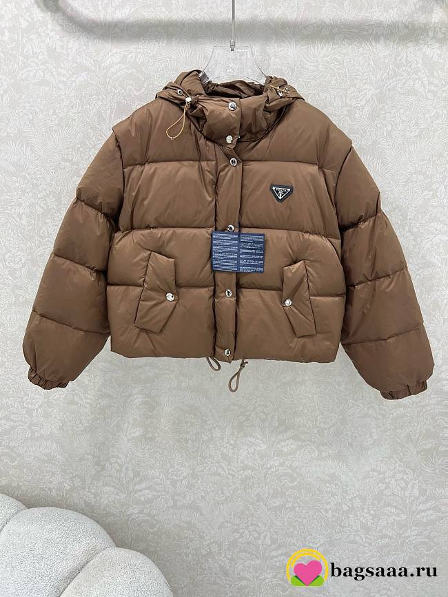 Bagsaaa Prada women's puffer jacket in brown - 1