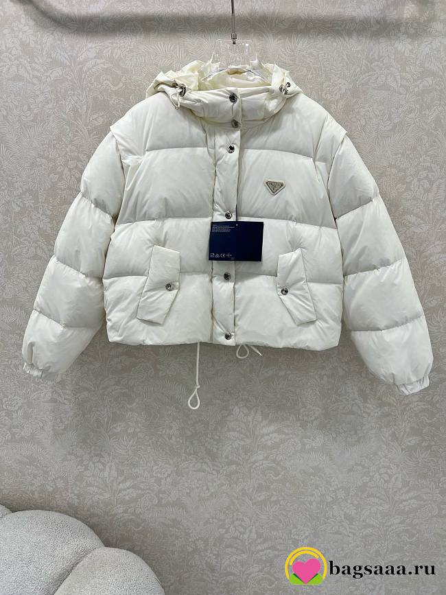 Bagsaaa Prada women's puffer jacket in white - 1