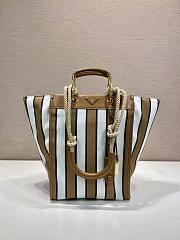 Bagsaaa Prada large printed canvas and leather tote bag in a striped pattern 1BG561 - 35cm - 1