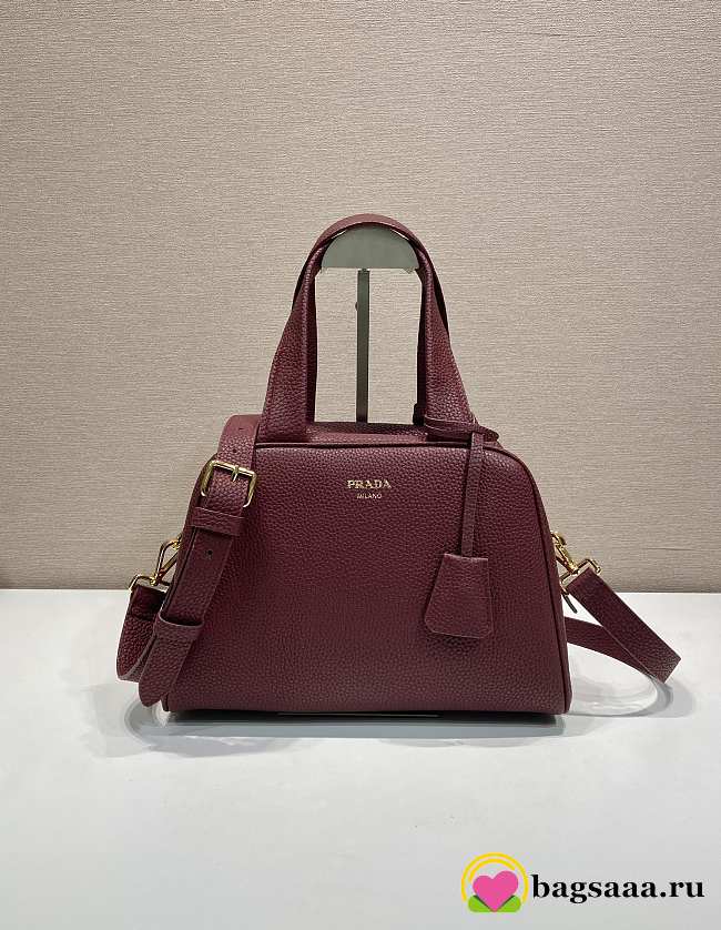 Bagsaaa Prada Medium leather top-handle bag 1BB149 dark red - 28cm - 1