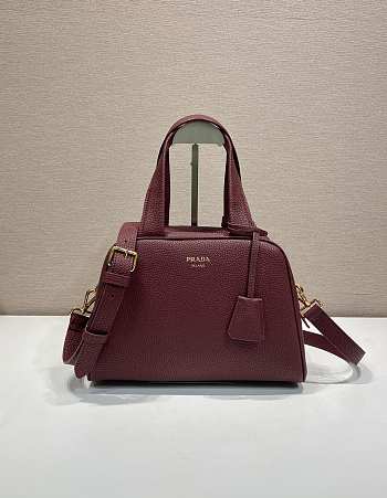 Bagsaaa Prada Medium leather top-handle bag 1BB149 dark red - 28cm