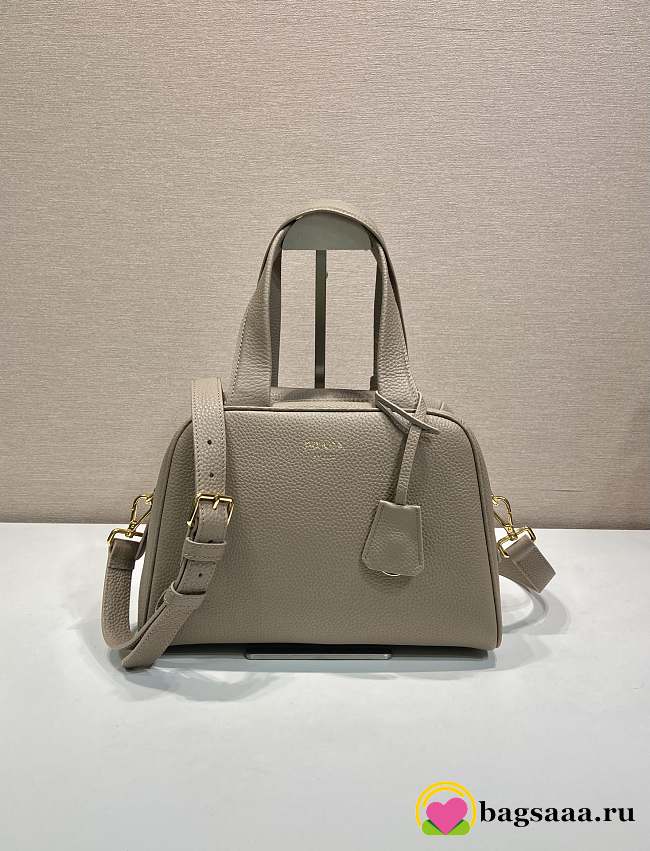 Bagsaaa Prada Medium leather top-handle bag 1BB149 Clay Grey - 28cm - 1