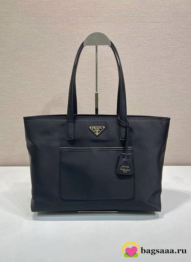 Bagsaaa Prada Re-Edition 1978 medium Re-Nylon and Saffiano leather tote bag 1BG555 black - 35cm - 1