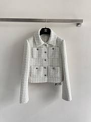 Bagsaaa Chanel tweed cropped jacket white - 1