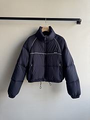 Bagsaaa Miu Miu down jacket with high collar and a cropped length navy blue - 1