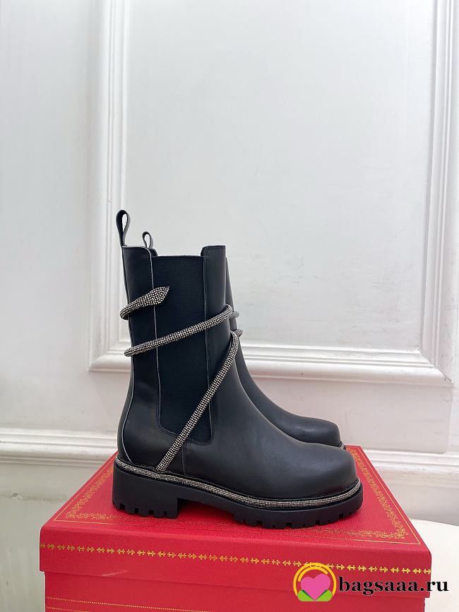 Bagsaaa René Caovilla Cleo crystal-embellished leather Chelsea boots - 1