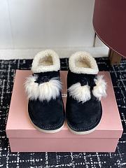 Bagsaaa Miu Miu Suede Shearling Slippers black - 1