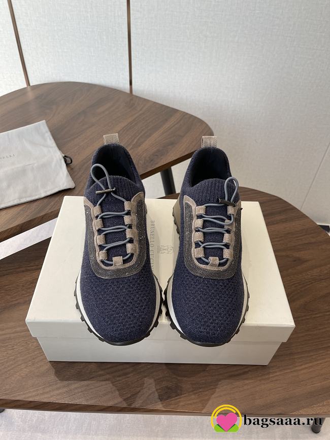 Bagsaaa Brunello Cucinelli Monili-detail runners navy blue - 1