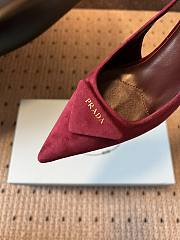 Bagsaaa Prada Suede Slingback Pumps dark red - 4