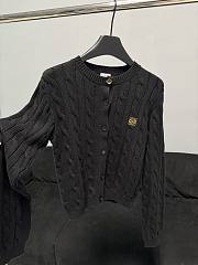 Bagsaaa Loewe Anagram cable-knit cotton cardigan black - 2