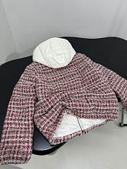 Bagsaaa Moncler Andronne tweed hooded short down jacket in white and red - 3