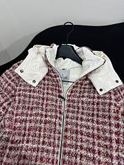 Bagsaaa Moncler Andronne tweed hooded short down jacket in white and red - 2