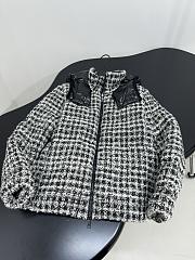 Moncler Andronne tweed hooded short down jacket in white and black - 3