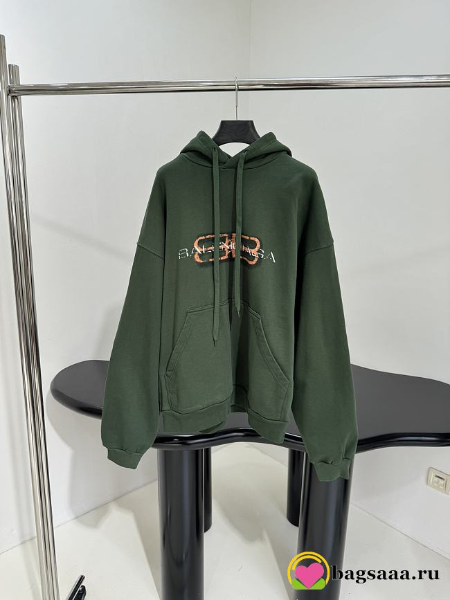Bagsaaa Balenciaga green hoodie with a shaded logo effect - 1