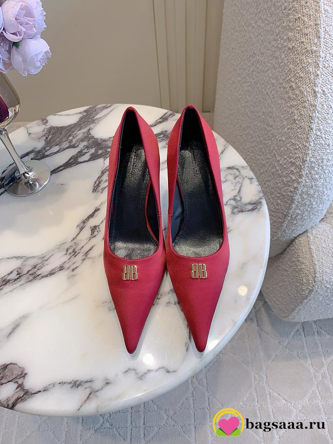 Bagsaaa Balenciaga Avenue 90 satin pumps red - 7cm - 1