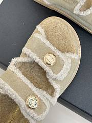 Bagsaaa Chanel Dad sandals beige & white shearling - 3