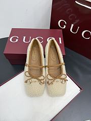 Bagsaaa Women's Gucci Horsebit ballet flat Light beige merino wool 839411  - 1