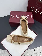 Bagsaaa Women's Gucci Horsebit ballet flat Light beige merino wool 839411  - 3