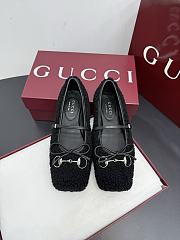 Bagsaaa Women's Gucci Horsebit ballet flat black wool 839411 - 1