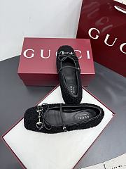 Bagsaaa Women's Gucci Horsebit ballet flat black wool 839411 - 4