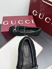 Bagsaaa Women's Gucci Horsebit ballet flat black wool 839411 - 2