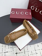 Bagsaaa Women's Gucci Horsebit ballet flat brown wool 839411 - 4