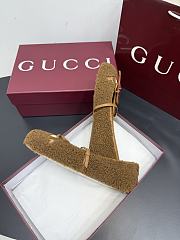 Bagsaaa Women's Gucci Horsebit ballet flat brown wool 839411 - 3